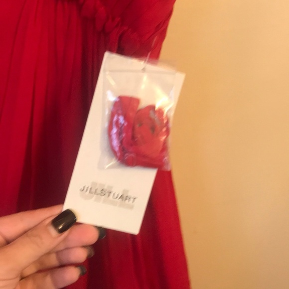 New Jill Stuart red silk chiffon asymmetrical dress 8 - Picture 5 of 8
